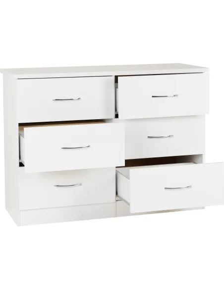 Nevada 6 Drawer Chest - White Gloss | Murphy Furniture