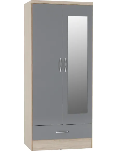 Nevada Mirrored 2 Door Wardrobe - Grey G | Murphy Furniture