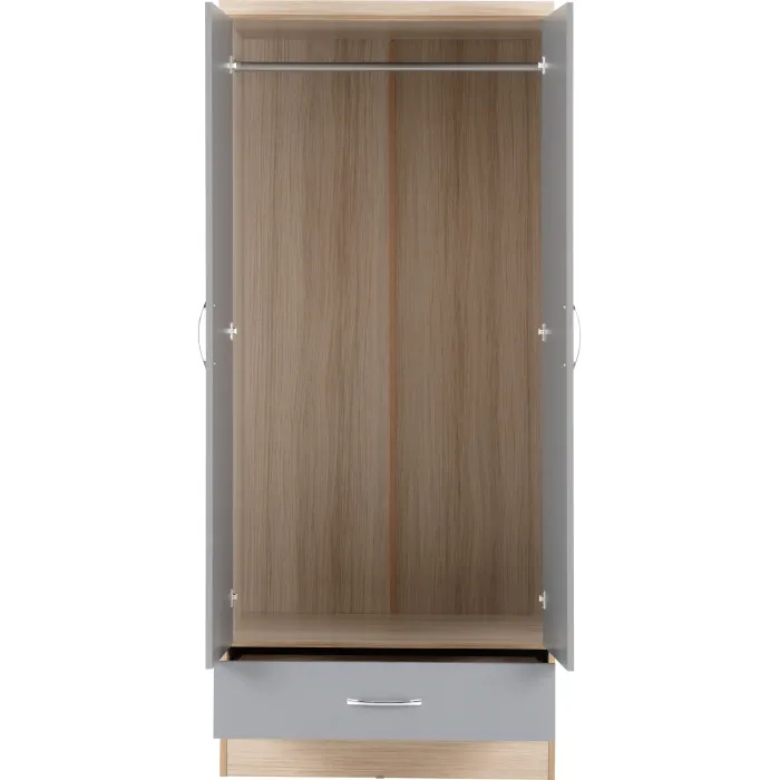 Nevada Mirrored 2 Door Wardrobe - Grey G | Murphy Furniture