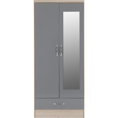 Nevada Mirrored 2 Door Wardrobe - Grey G | Murphy Furniture
