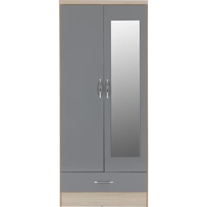 Nevada Mirrored 2 Door Wardrobe - Grey G | Murphy Furniture