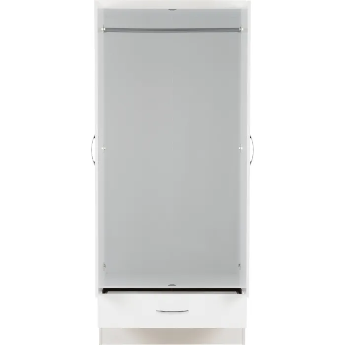 Nevada Mirrored 2 Door Wardrobe - White | Murphy Furniture