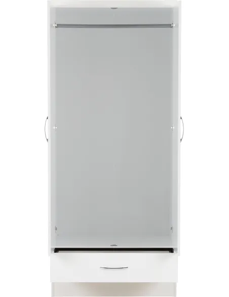 Nevada Mirrored 2 Door Wardrobe - White | Murphy Furniture