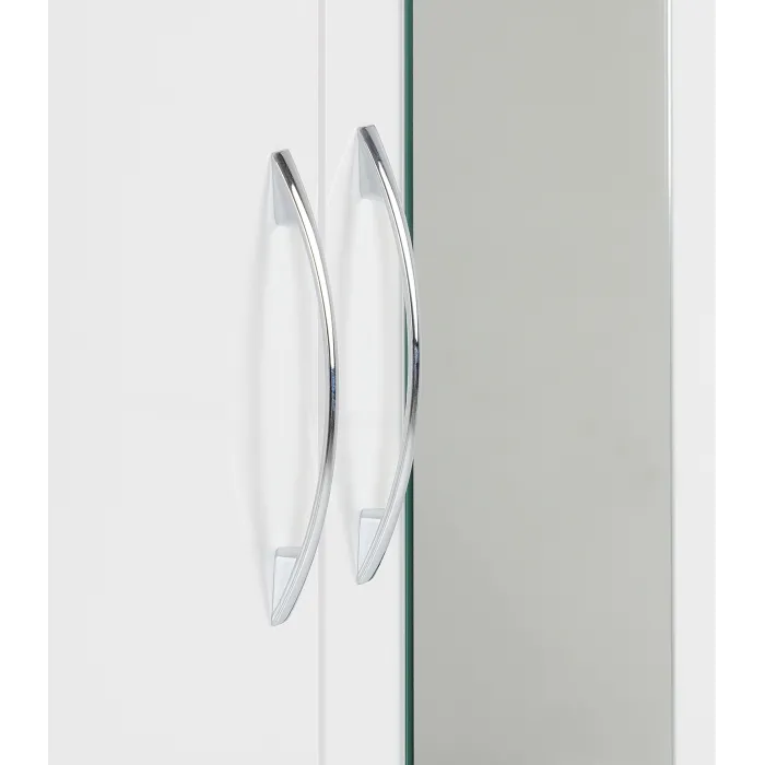 Nevada Mirrored 2 Door Wardrobe - White | Murphy Furniture