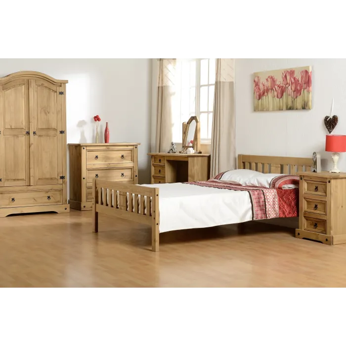 Rio 4FT6 Bed - Distressed Waxed Pine | Murphy Furniture