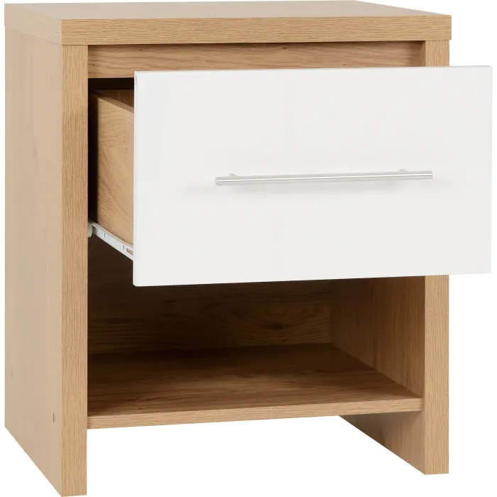Seville 1 Drawer Bedside Locker - White | Murphy Furniture