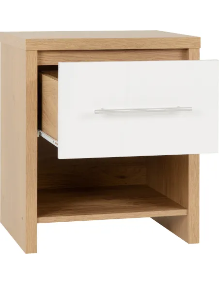 Seville 1 Drawer Bedside Locker - White | Murphy Furniture