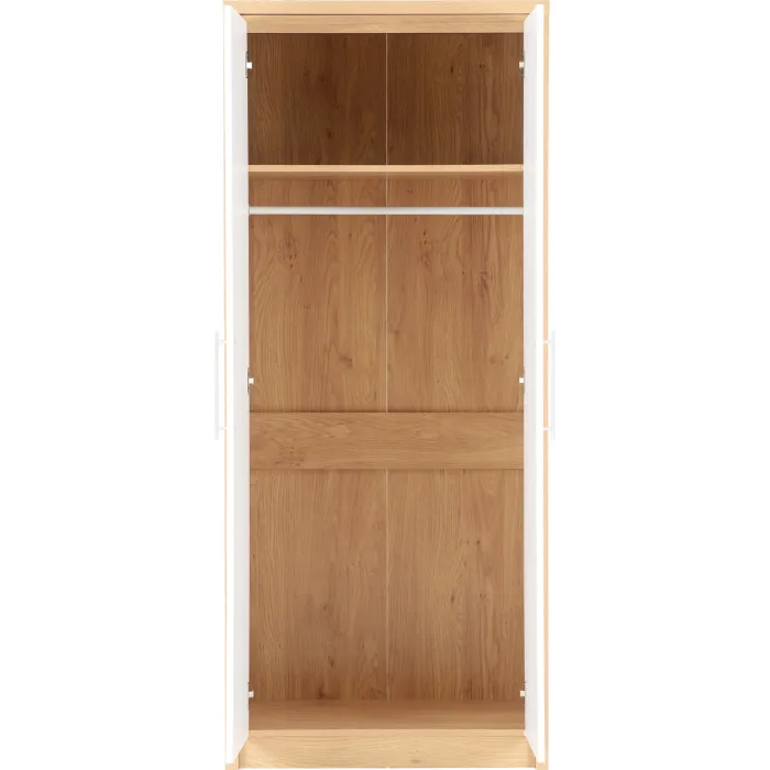 Seville 2 Door Wardrobe - White Gloss/Li | Murphy Furniture