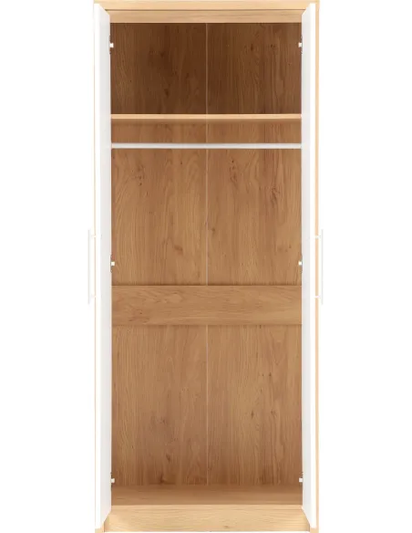 Seville 2 Door Wardrobe - White Gloss/Li | Murphy Furniture