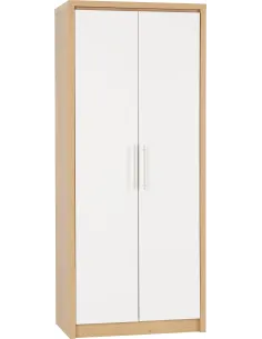 Seville 2 Door Wardrobe - White Gloss/Li | Murphy Furniture