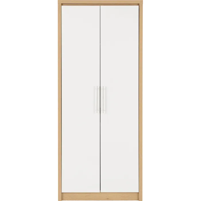 Seville 2 Door Wardrobe - White Gloss/Li | Murphy Furniture