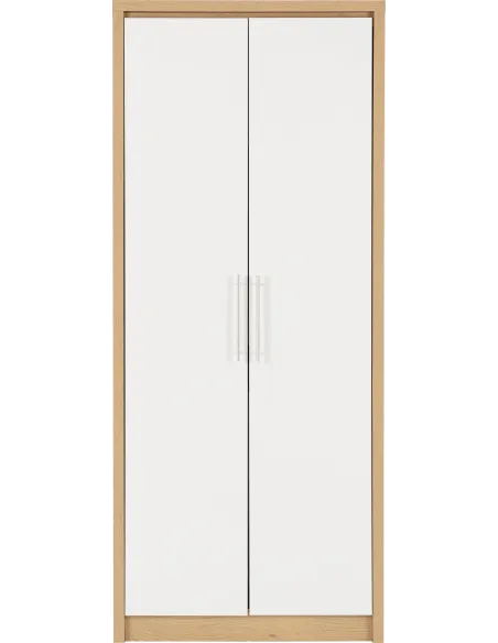 Seville 2 Door Wardrobe - White Gloss/Li | Murphy Furniture