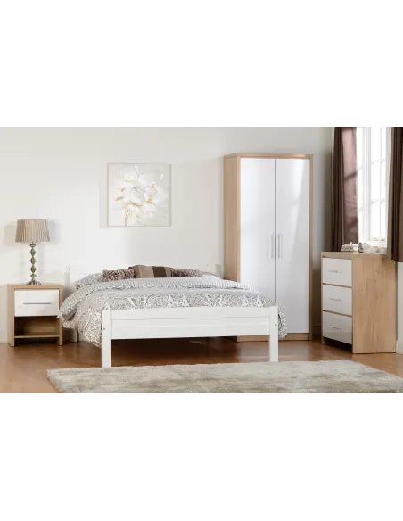 Seville 2 Door Wardrobe - White Gloss/Li | Murphy Furniture