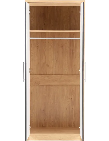 Seville 2 Door Wardrobe - Black  Gloss/L | Murphy Furniture