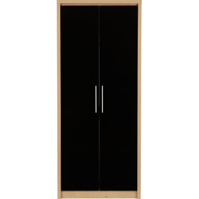 Seville 2 Door Wardrobe - Black  Gloss/L | Murphy Furniture