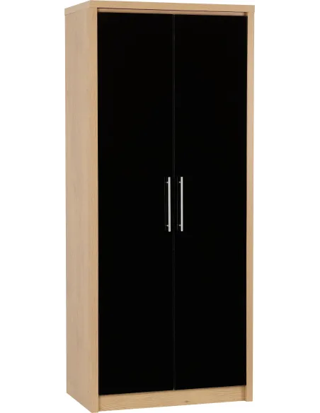 Seville 2 Door Wardrobe - Black  Gloss/L | Murphy Furniture