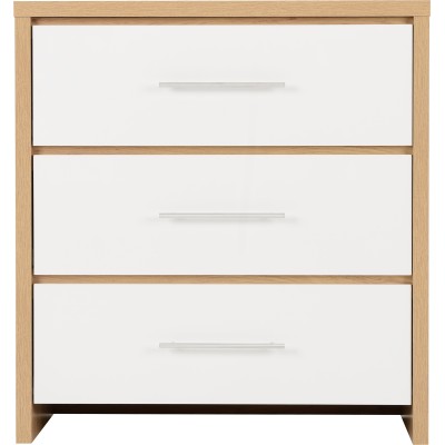 Seville 3 Drawer Chest - White Gloss/Lig | Murphy Furniture