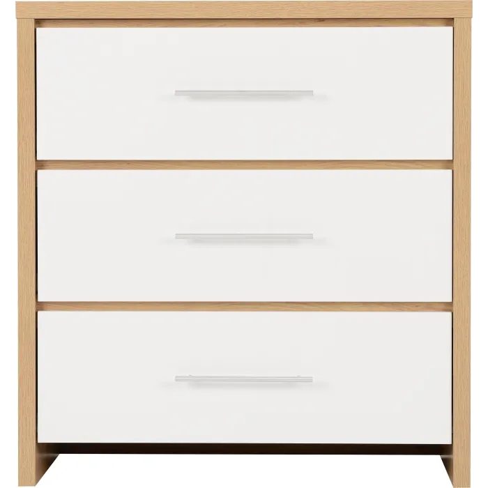 Seville 3 Drawer Chest - White Gloss/Lig | Murphy Furniture