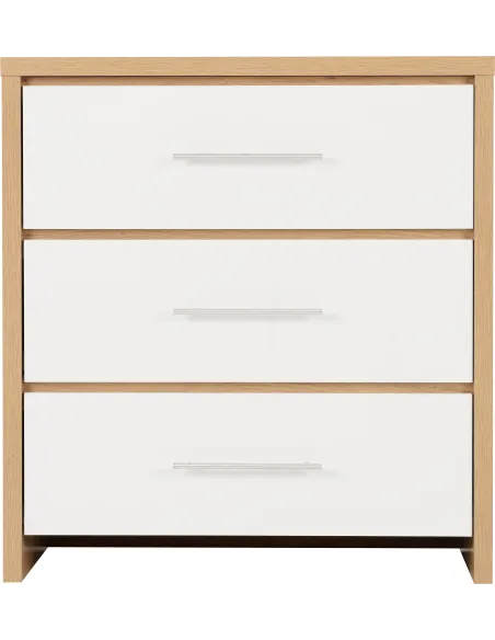 Seville 3 Drawer Chest - White Gloss/Lig | Murphy Furniture