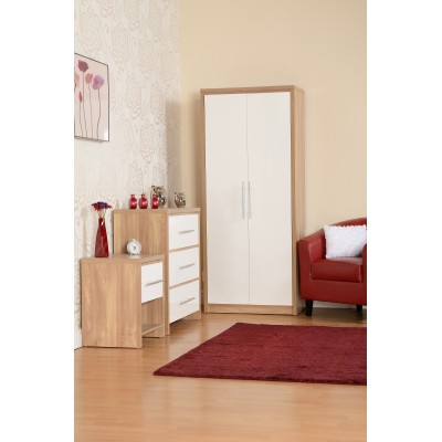 Seville 3 Drawer Chest - White Gloss/Lig | Murphy Furniture