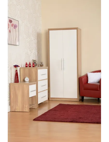 Seville 3 Drawer Chest - White Gloss/Lig | Murphy Furniture