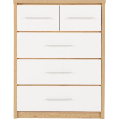 Seville 3+2 Drawer Chest - White Gloss/L | Murphy Furniture