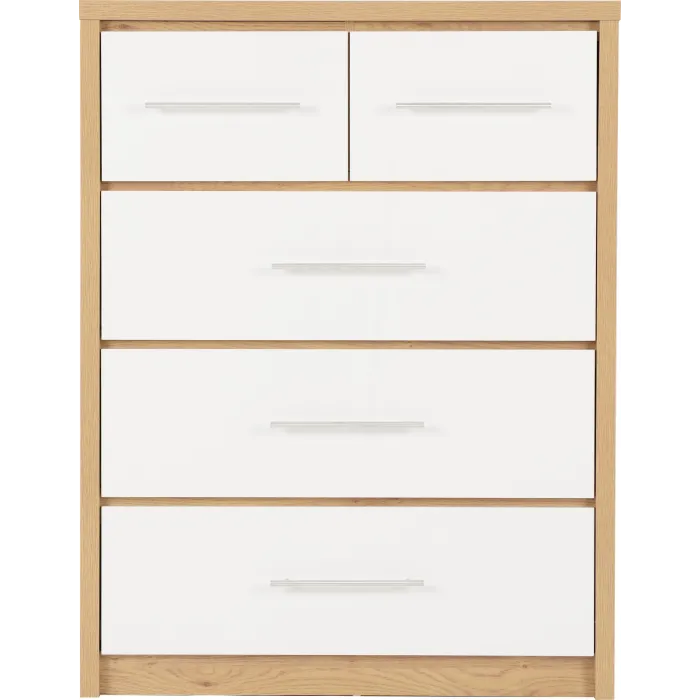 Seville 3+2 Drawer Chest - White Gloss/L | Murphy Furniture