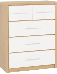 Seville 3+2 Drawer Chest - White Gloss/L | Murphy Furniture