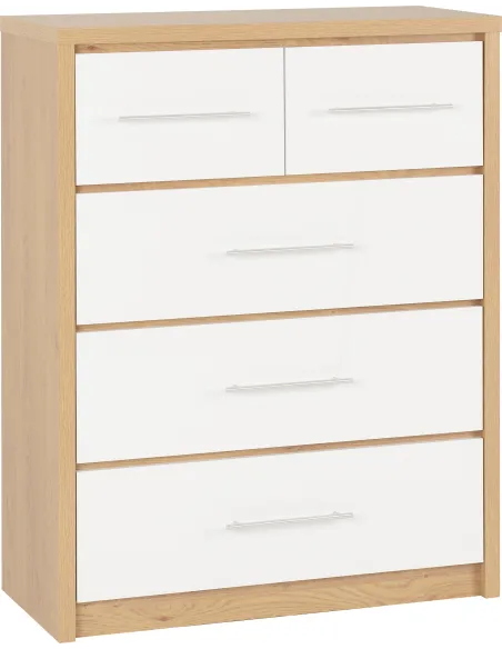 Seville 3+2 Drawer Chest - White Gloss/L | Murphy Furniture