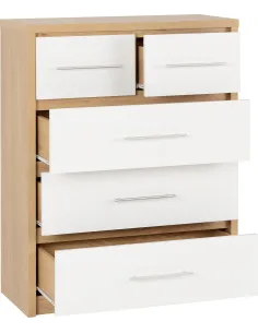 Seville 3+2 Drawer Chest - White Gloss/L | Murphy Furniture 2