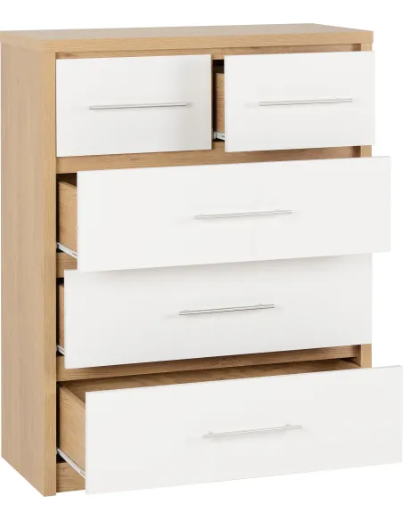 Seville 3+2 Drawer Chest - White Gloss/L | Murphy Furniture