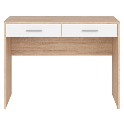 Devon 2 Drawer Desk - Sonoma Oak/White | Murphy Furniture