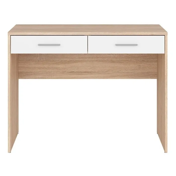 Devon 2 Drawer Desk - Sonoma Oak/White | Murphy Furniture