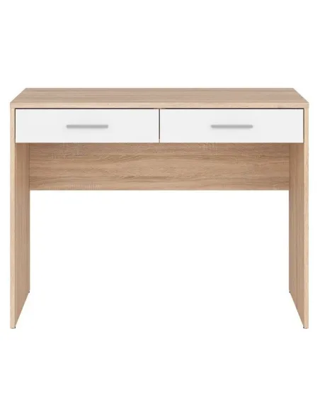 Devon 2 Drawer Desk - Sonoma Oak/White | Murphy Furniture