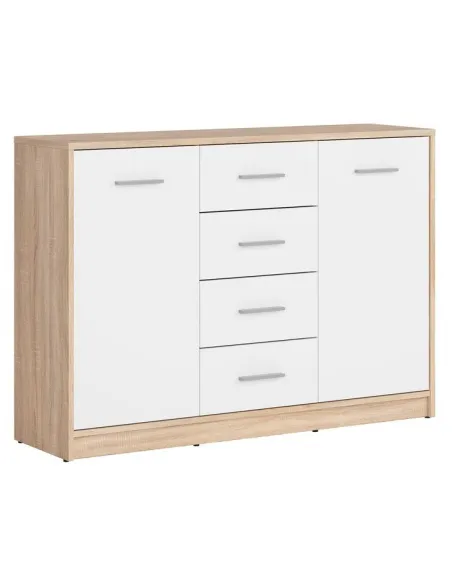 Devon 2 Door 4 Drawer Chest - Sonoma Oak | Murphy Furniture