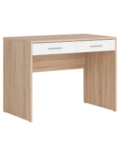 Devon 2 Drawer Desk - Sonoma Oak/White | Murphy Furniture