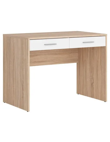 Devon 2 Drawer Desk - Sonoma Oak/White | Murphy Furniture