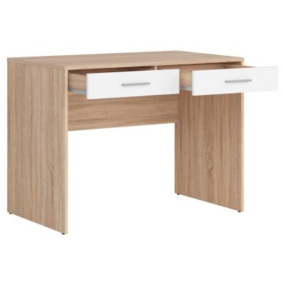 Devon 2 Drawer Desk - Sonoma Oak/White | Murphy Furniture