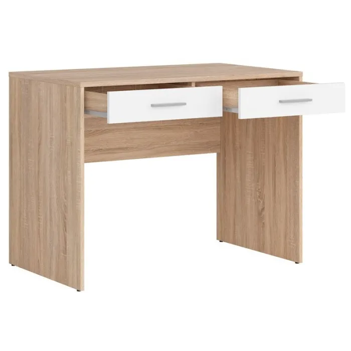 Devon 2 Drawer Desk - Sonoma Oak/White | Murphy Furniture