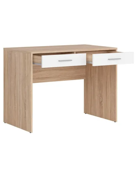 Devon 2 Drawer Desk - Sonoma Oak/White | Murphy Furniture