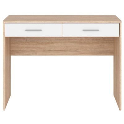 Devon 2 Drawer Desk - Sonoma Oak/White | Murphy Furniture