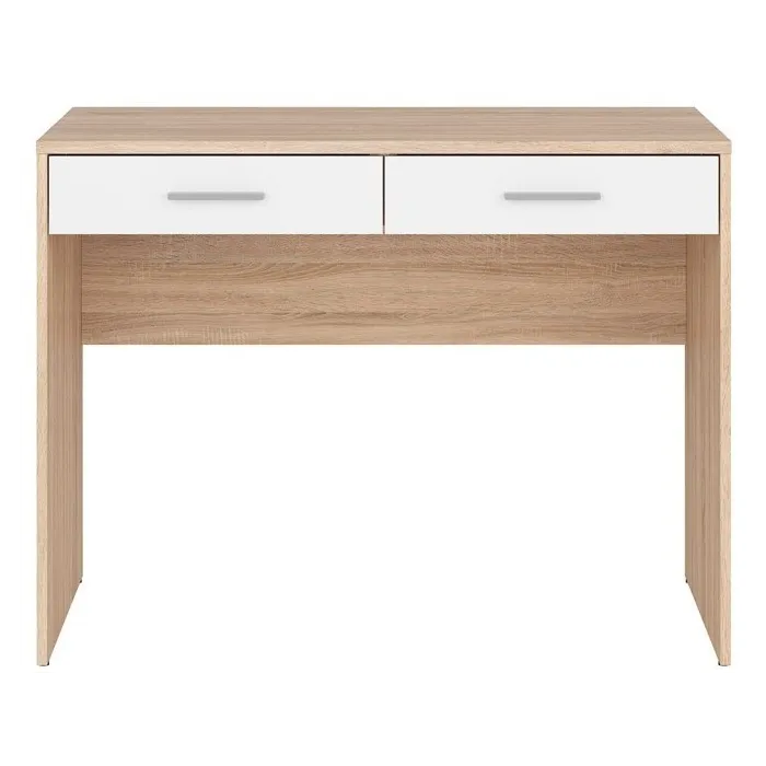 Devon 2 Drawer Desk - Sonoma Oak/White | Murphy Furniture