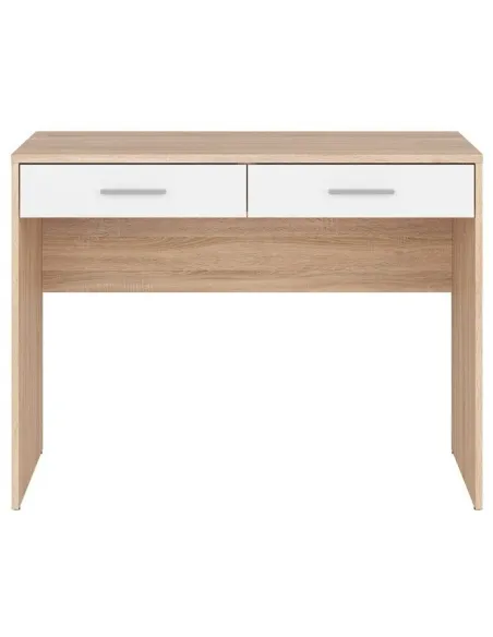 Devon 2 Drawer Desk - Sonoma Oak/White | Murphy Furniture