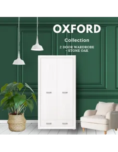 Oxford 2 Door 1 Drawer Wardrobe - White | Murphy Furniture 2