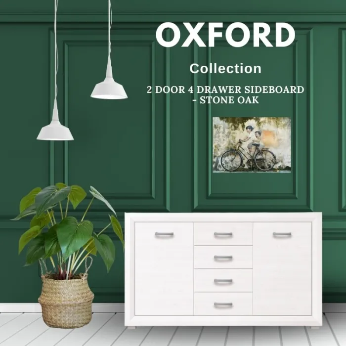 Oxford 2 Door 4 Drawer Chest - White Alp | Murphy Furniture
