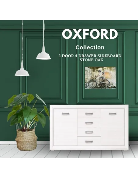 Oxford 2 Door 4 Drawer Chest - White Alp | Murphy Furniture