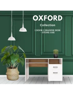 Oxford 1 Door 1 Drawer Desk - White Alph | Murphy Furniture 2