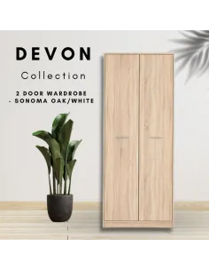 Devon 2 Door Combined Wardrobe - Sonoma | Murphy Furniture