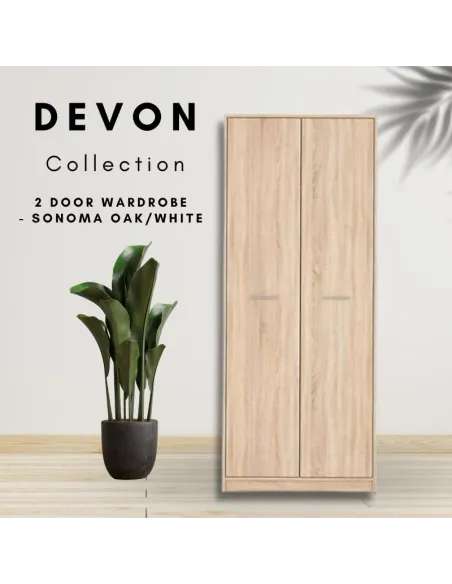 Devon 2 Door Combined Wardrobe - Sonoma | Murphy Furniture