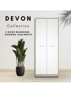 Devon 2 Door Combined Wardrobe - Sonoma | Murphy Furniture